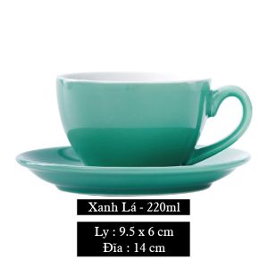 Ly Cappuccino - Latte 220ml ( Kèm đĩa lót ) - Ly Cà Phê bằng gốm sứ nhiều màu - Tạp Hoá Vy AN
