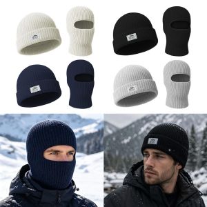 NOBLELUX 2 in 1 Winter Balaclava Hat Windproof Warm Cycling Earmuffs Cap Fashion Elastic Full Face Beanie Cap for Men Women