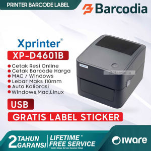 FREE LABEL STIKER PRINTER BARCODE THERMAL / LABEL PRINTER XP-4601 USB DAN BLUETOOTH PRINTER LABEL ALAMAT ONLINE