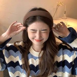 AISHGKorean Version of Ins Sponge Wide Version Headband Female Net Red Simple Temperament Pure Color Hairband