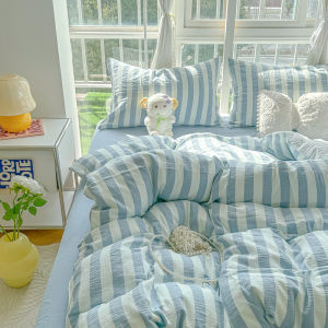 Dansunreve 1PC kẻ sọc Duvet cover rửa chăn bông Bìa chỉ lưới nhỏ da mềm mại thân thiện với duy nhất/Nữ Hoàng/King size Comforter Bìa