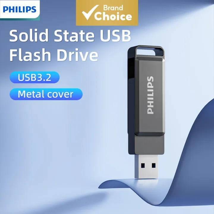 (HD1)Silver & Gray Rotating Flash Drive with USB to Type C Adapter OTG Pendrive 512GB Perak & Kelabu Pemacu Denyar Berputar | Penyesuai USB ke Jenis C OTG