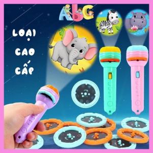 Đồ chơi đèn pin chiếu hình 10 chủ đề 80 hình ngộ nghĩnh nhập khẩu đèn chiếu hình 3D giúp nhận biết giáo dục cho bé