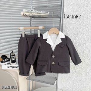 Bộ vest cho bé trai áo vest quần âu kèm áo sơ mi trắng lịch lãm 1 đến 7 tuổi BERNIE H0924B11