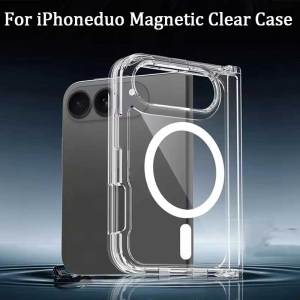 Ốp lưng sạc không dây nam châm cho iPhone Duo Fold ốp cứng PC trong suốt