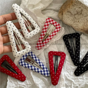 YADOU Chic Geometric Hair Clip with Plaid Pattern Fashionable Side Clip for Women Soft Fabric Design Korean Style Hair Accessory