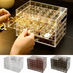 THANKSKY Acrylic Hộp đựng trang sức Kiểu ngăn kéo 120 lưới Hộp phân loại trang sức Phụ kiện làm móng Ngăn chứa Hộp tổ chức nghệ thuật móng tay Vanity