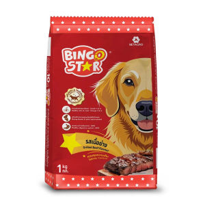 Bingo Star Adult Dog Food อาหารสุนัขโต บิงโกสตาร์ ชนิดเม็ด 1kg เสริมภูมิต้านทาน โปรตีนสูง สำหรับสุนัข 1 ปีขึ้นไปทุกสายพันธุ์