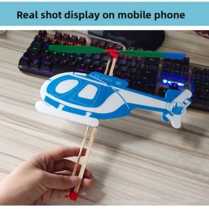 AKZDXE Popular Airplane Glider Toy Model Ligthweight Multistyles Rubber Band Powered Helicopter DIY Assemble Airplanes Toy for Kids Outdoor