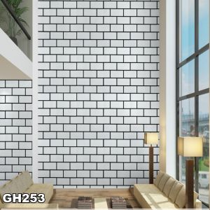 Wallpaper Dinding Premium Quality Wallstiker Ukuran 45Cm X 9M Stiker Dinding Motif Serat Kayu Ulir Garis WHITE Gh136 RAINBOW STORE HOME