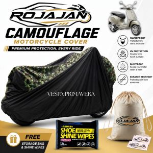 Camouflage Motor Cover for Vespa Primavera Waterproof Rojajan Motorcycle Cover with Bag & Wipes