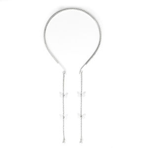 【PrettySet】Pearl Butterfly Tassel Headband For Women Girl Retro Hairband Simple Rhinestone Alloy Hair Hoop Wedding Crystal Hair Accessories