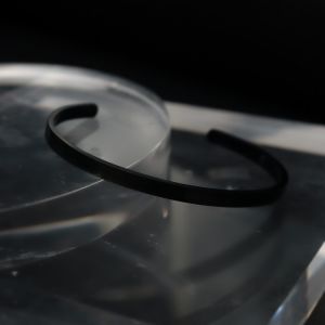 HB Men Jewelry OLIVER Black Silver Gold Plain Open Bangle for Men Non Tarnish Hypoallergenic Non Fading Elegant Minimalist Everyday Wear Fashion Jewelry Stylish Bracelet