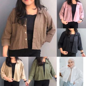 Kemeja wanita crop top linen Shirt