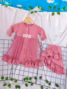 DUSTY PINK SERIES! Dress Kids & Baby Perempuan / Gamis Anak set Hijab / Gamis Anak Perempuan