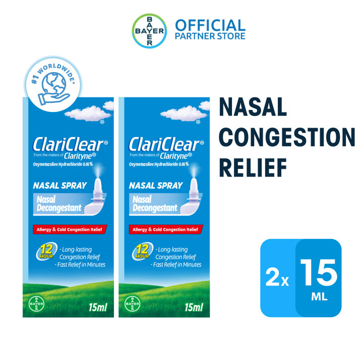 ClariSpray Original 12 Hour No Drip Nasal Decongestant Spray 15ml