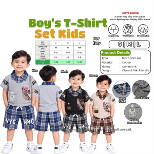 Boys T Shirt Shorts Set Cotton Casual Outfit Kids Short Sleeve Top & Pants Set 2-6 Years