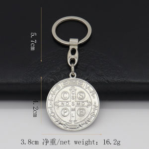 Ly eagle Factory wholesale Metal Medal St Benedict keychain Catholic patron saint benedict CSBP allergy resistant keychain