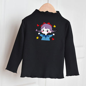 COD Girls red bottoming shirt Spring and Autumn thin childrens girl treasure baby semi-turtleneck cotton top childrens long-sleeved T-shirtZAAZ