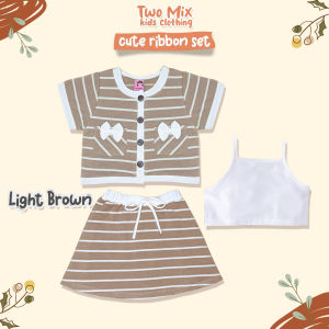 Baju One Set Anak Perempuan - Setelan Anak Cewek Lucu Salur Kaos 1 2 3 4 5 6 7 8 Tahun 4366B