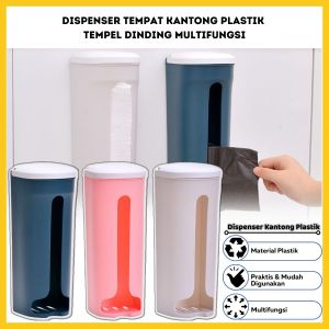 Dispenser Kantong Plastik Sampah Tempel Dinding / Plastic Bag Storage Organizer / Wadah Tempat Penyimpanan Kantung Kresek Bekas Tisu Roll Dapur Praktis Serbaguna / Holder Tanpa Paku Bor Perekat Kuat Anti Patah / Alat Perlengkapan Rumah Tangga Multifungsi