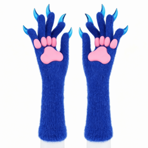 OOC Long Cat Claw Gloves Furry Silicone Paw Pads Plush Gloves Funny Cosplay Costume Accessories Animal Claw Hand Gloves Halloween