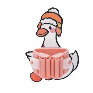 XUANYUAN Wall-mounted Cartoon Mop Clip Seamless Self-adhesive Wall Mop Holder Multi-purpose Decorative Mop Storage Rack for Home