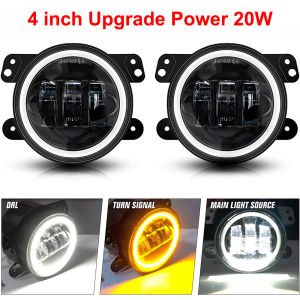 2Pcs Lampu LED Daymaker Foglamp 4 Inch 30 Watt Fog Lamp DRL Angel Aye Jeep Rubicon 3 Lensa