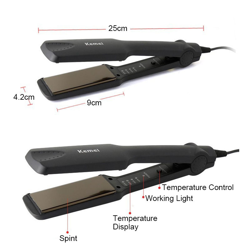 KEMEI 2 In 1 Hair Straightener And Curler Negative Ion Ceramic Flat Iron Malaysia Plug_voghion.com