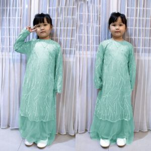 (ZAYIN COLLECTION) DRESS ANAK// MAXI ANAK// GERALDINE KIDS S-M  LD 70CM DAN 74CM USIA 3-6TH (TERGANTUNG ANAK.) BAHAN TILE RUBY MUTIARA SLETING BUKALAPISAN FULL MOSCREPE.