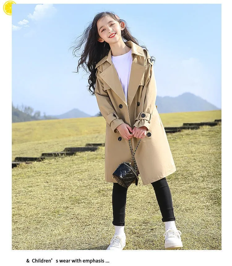 IN Stock England Style Teenager Long Trench Big Girls Windbreakers Spring Autumn Jacket Kids Children Outerwear Coats Plus Size 6 15Y Lazada Singapore