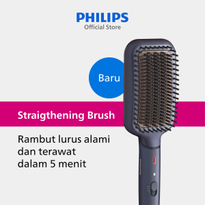 Philips | Heated Brush 5000 | Sisir Catok | Rambut Lurus Alami dalam 5 Menit dengan Argan Oil dan Ionic Teknologi | BHH885/00