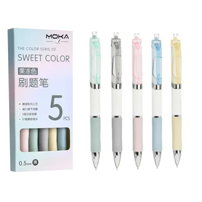 COD 1 SET 5PCS PULPEN MEKANIK SWEET COLOR 0.5MM EDITION TINTA LEBIH BANYAK DAN PIGMENTED / PULPEN MEKANIK AESTHETIC TINTA DIAMETER 6MM