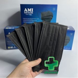 [CHÍNH HÃNG] Khẩu Trang Y Tế AMI NEW 2020 Mầu ĐEN-Hộp 50 chiếc - 4 lớp kháng khuẩn . 검은 마스크 / 50 pcs full box protect