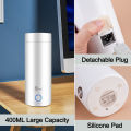 Binnis Portable Electric Kettle 400ML thermos tumbler  Coffee Travel Water Heater Temperature Control Mini Travel Smart Stainless Steel Kettle. 