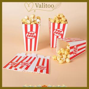 [Valitoo] 12Pcs Striped Popcorn Paper Boxes Buckets Red White Stripes Bags Snack Containers For Baby Shower Birthdays Party Supplies