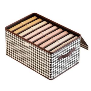 Hộp vải đựng đồ chia 9 ngăn Cao Cấp có nắp đậy Túi vải đựng quần áo cứng cáp xếp tủ gọn gàng Kích thước 44x30x20cm