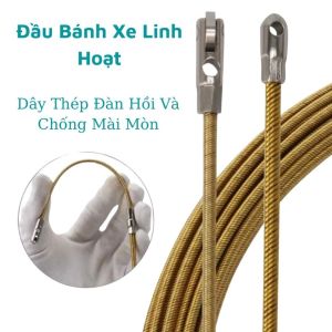 Dây mồi luồn dây điện có bánh xe-Đủ cỡ dây 5M-10M-15M-20M-dây mồi luồn thép kim loại 4mm