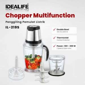 IDEALIFE Electric Chopper Double Bowl IL-219S Mesin Cacah Sayuran dan Daging Dua Mangkok