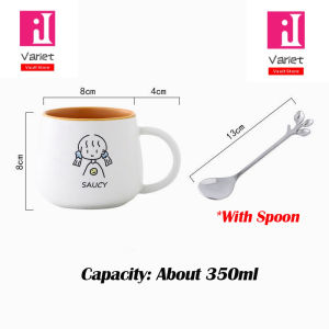350ML Ceramic Cup Coffee Milk Couple Mug With Spoon Christmas Gift Set