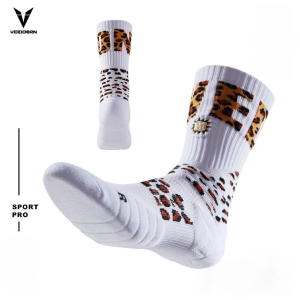 Veidoorn Leopard Professional Basketball Socks Anti-Slip Fashion Design Shock Absorbing