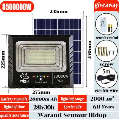 Loha🎁BUY 1 TAKE 1🎁Lampu Solar Light 850000W Solar Light Outdoor kalis air IP67 0 bil elektrik street light with remote control 6000W/8000W/10000W High Power with solar panel