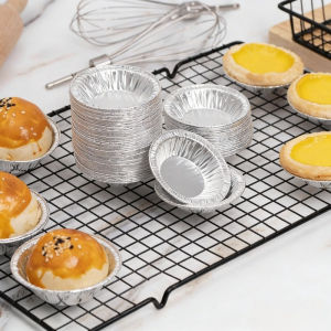 100pcs Disposable Round Aluminum Foil Egg Tart Molds Food Foil Tray