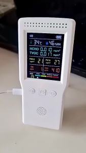 Penhao store Handheld Portable Air Quality Detector 9 In Temperature Humidity PM2.5 PM0 HCHO TVOC CO CO2 AQI Multifunctional Air Quality Detector LCD Color Display with Backlight.