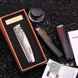 Bật lửa khò 1 tia Honest BCZ 252 kiểu dáng cổ điển khắc hoa văn họa tiết chìm - Hộp quẹt - Hộp Quẹt Khò (KHÔNG CHỨA XĂNG GAS)
