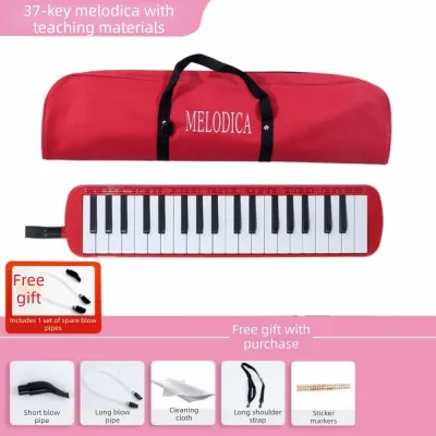 37 Keys Melodica Instrument Soft Wrapped Portable Kids Air Piano Keyboard Instrument Double Tubes Blow-pipe Piano Kids