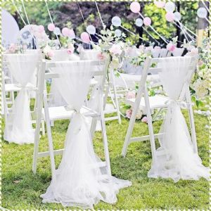 เส้นด้ายตกแต่ง ตกแต่งเก้าอี้ เส้นด้ายออแรจ์ เส้นด้ายสีขาว การใช้งานการจับคู่ โรแมนติกและสวยงาม ผ้า