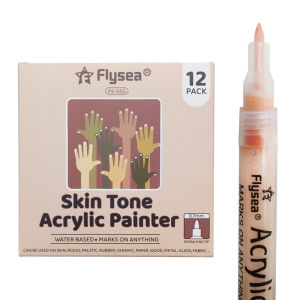 Flysea 12 Colors Skin Tone Acrylic Painter Markers Pen 0.7mm/2mm Marker set Rock Painting DIY Graffiti Making Drawing Art Supplies