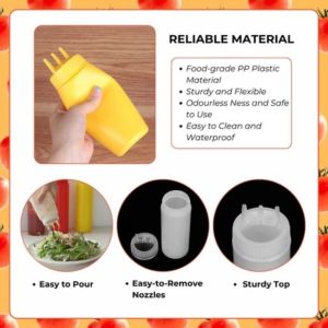 450ml 3 Hole Ketchup Squeeze Bottle Plastic Condiment Squeeze Squirt Bottles for BBQ Sauces Gravy