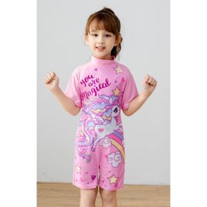 BAJU RENANG ANAK CEWEK MODEL TERUSAN PENDEK MOTIF CANTIK BAHAN TEBAL SWIM SUIT
